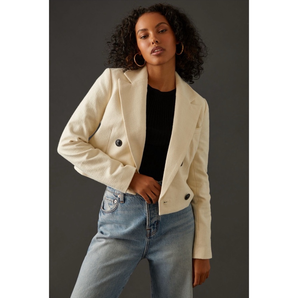 NWT Maeve x ANTHROPOLOGIE Cropped Double-Breasted Jacket